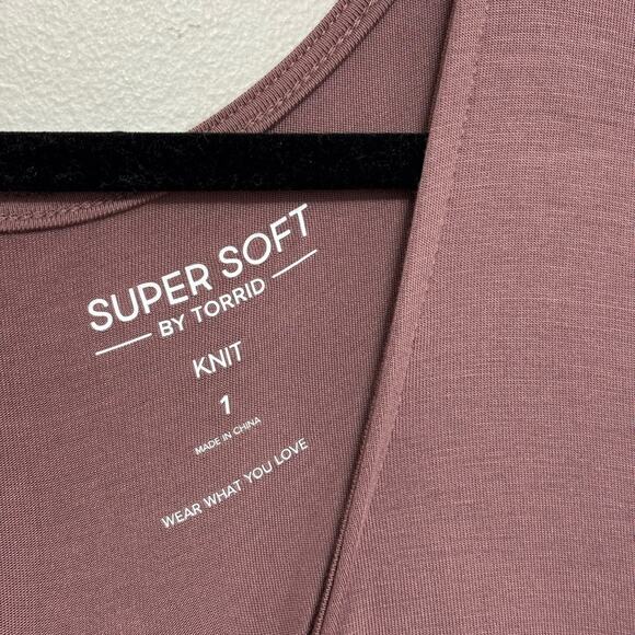 NWT Torrid Maxi Super Soft Scoop Neck Slit Dress in Rose Taupe - Size 1X - Picture 4 of 8